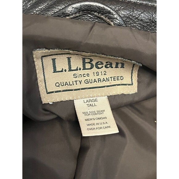Vtg LL BEAN Goatskin Leather A2 Bomber Jacket Men's L Tall Brown Flight Coat USA - Picture 8 of 14